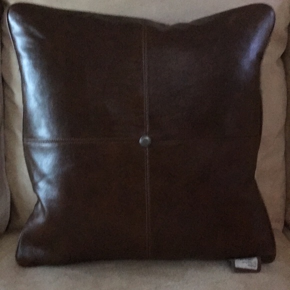 Cowhide Leather accent pillow western rustic cabin lodge - Picture 5 of 7